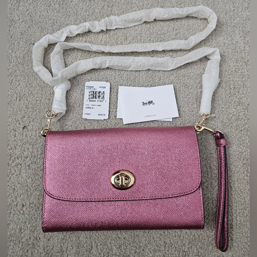 Authentic Coach Pink Wristlet/Crossbody Bag